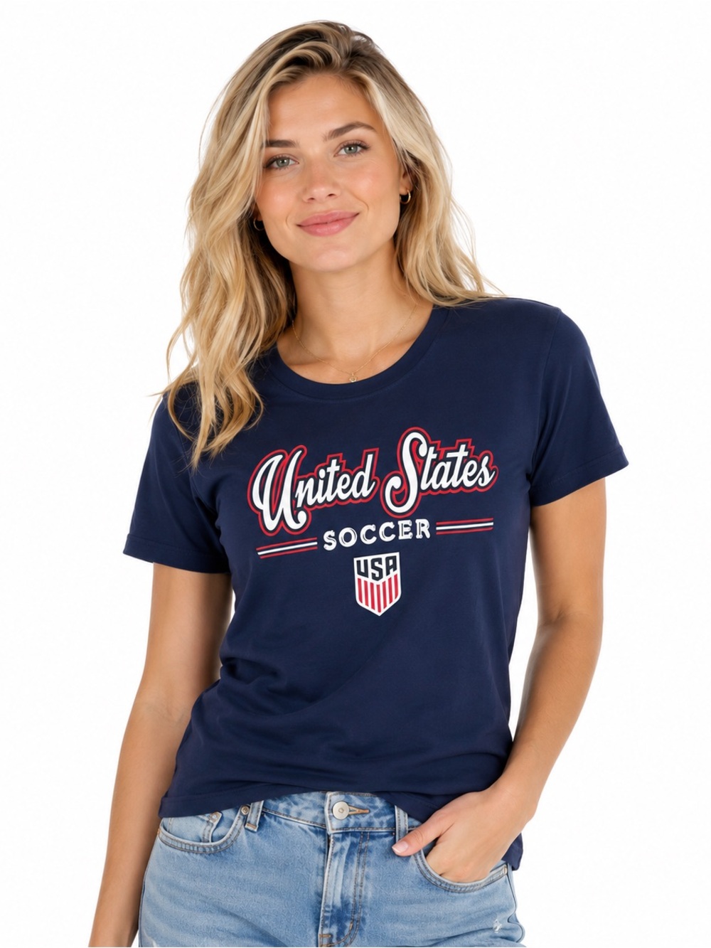 U.S. Soccer USA Women's M Navy Graphic Tee United States 100% Cotton NWT